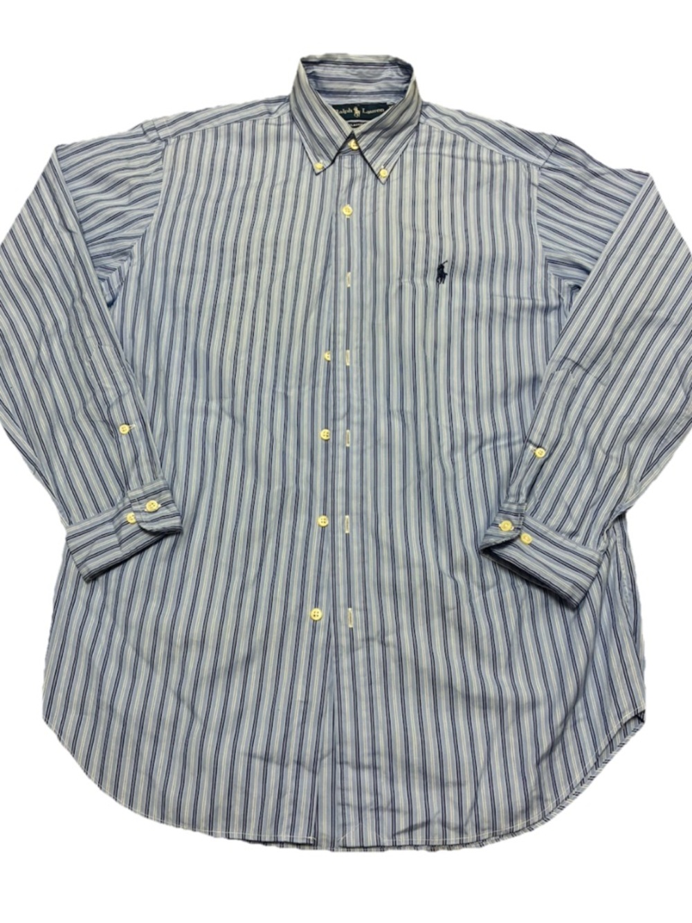 Ralph Lauren Blue and White Stripe Button-Down Shirt medium